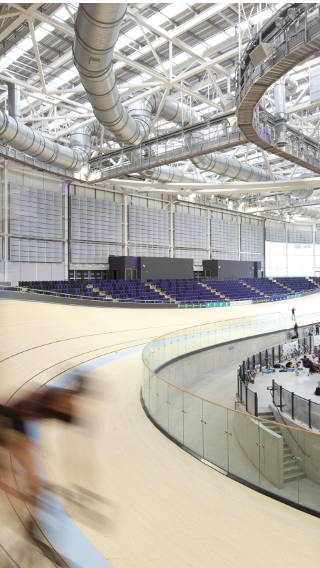 Bikers riding at Emirates Arena, UK, lit by Philips Sports Lighting solutions