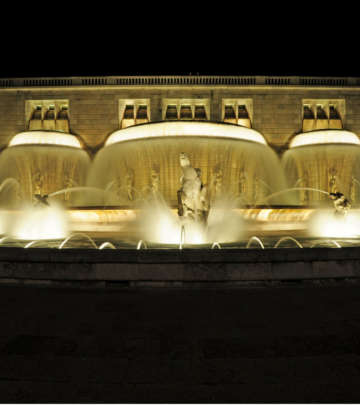 Spectacular view of the Fonte Monumental at Lisbon, Portugal creates an outstanding 
