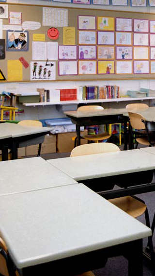 Classroom lit with Philips energy saving lighting
