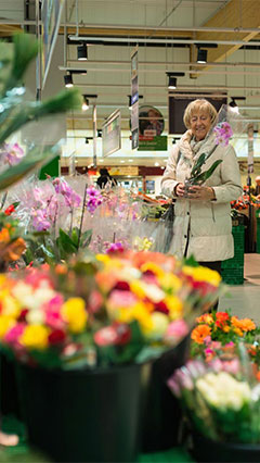 The flower selection at Real, lit by the Philips supermarket lighting