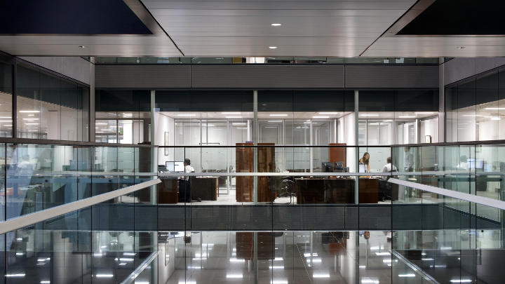 External view of Citi, London, lit with Philips office lighting