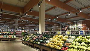 Fruits under Philips led luminaires at Edeka Burgwedel, Germany 